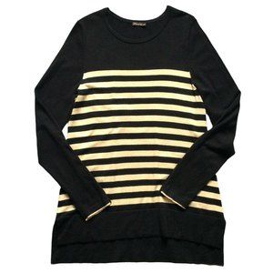 J McLaughlin Womens Top size L Large Black Tan Pullover L/S Sweater Button Cuffs